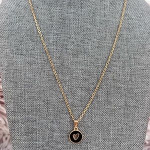 Gold + Black Heart Chain Necklace
